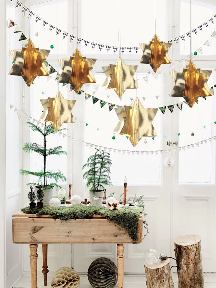 Colgante de звезда papel шестиугольная para decoración habitación детей ropa fiesta cumpleaños|Украшения