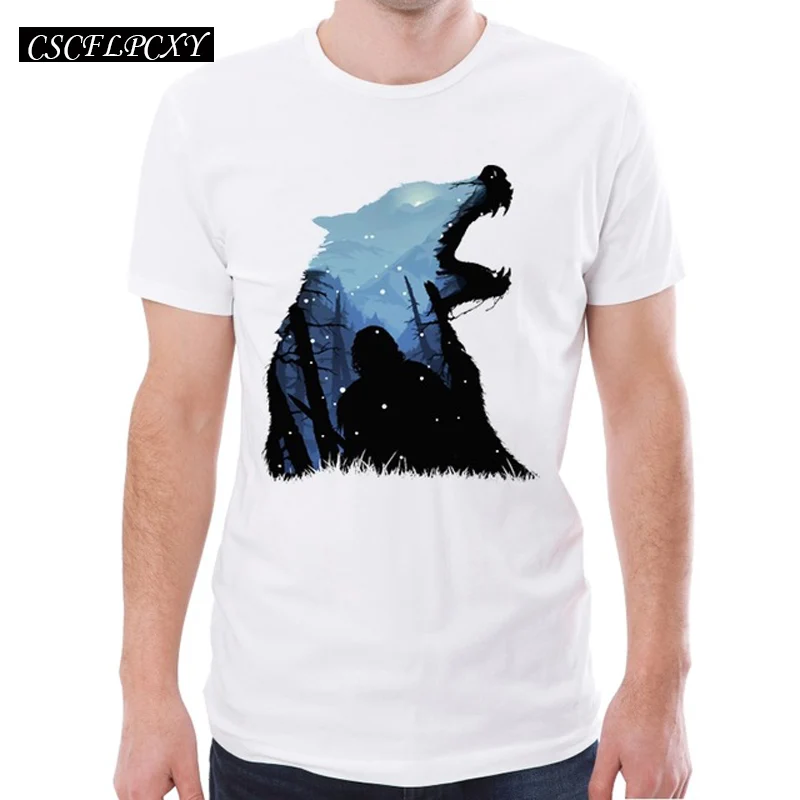 Jon Snow King of The North Мужская футболка с принтом волка футболки охотников коротким