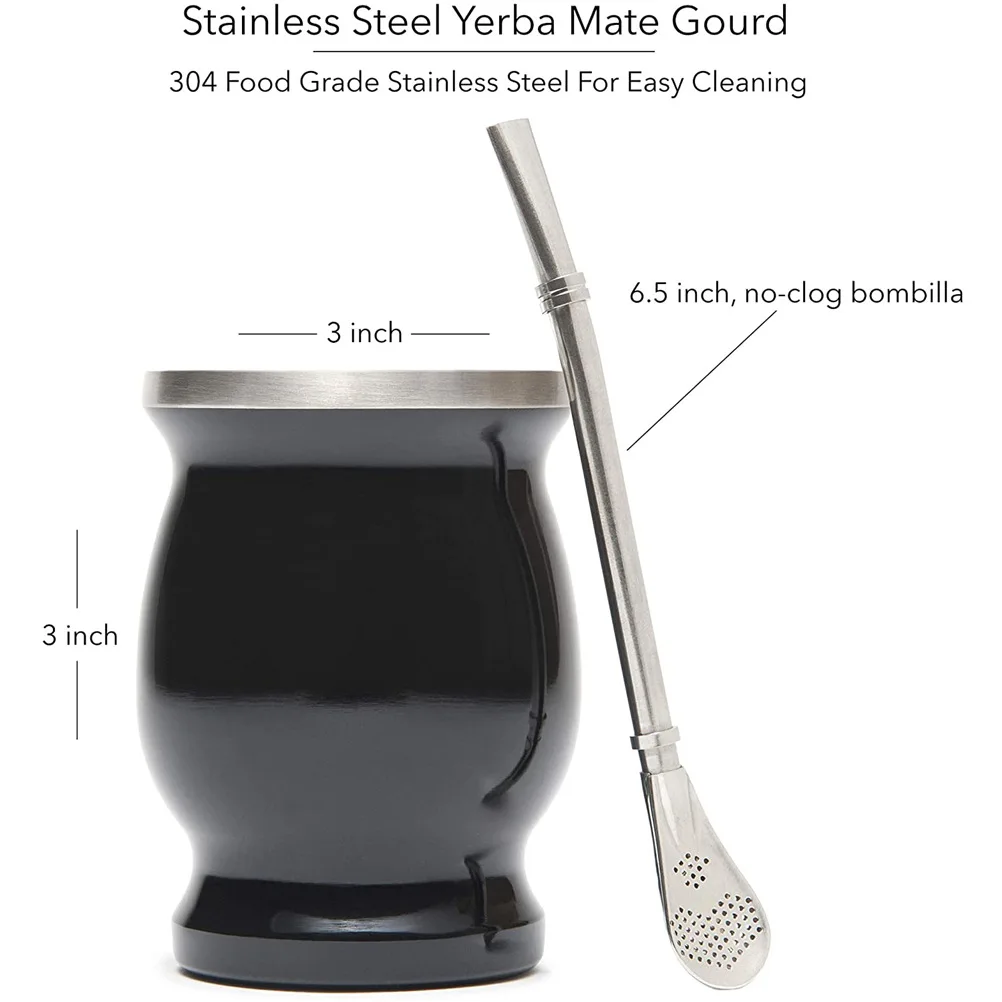 Чайный набор Yerba Mate из натуральной тыквы 8 унций матовая чайная чашка нержавеющей