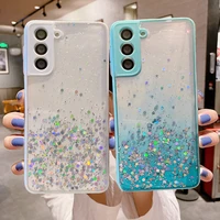 lovecom gradient glitter clear candy case for samsung s21 plus s20 fe a72 a52 a32 a12 a51 a71 note 20 lens protection soft cover