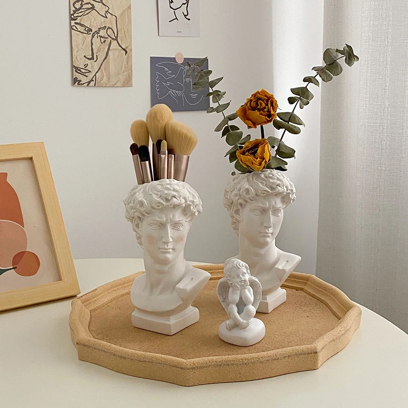 

Nordic Style Creative Portrait Vase Human Head Flower Vases Decorative Storage Bucket Ornaments Resin David Office Flowers Decor