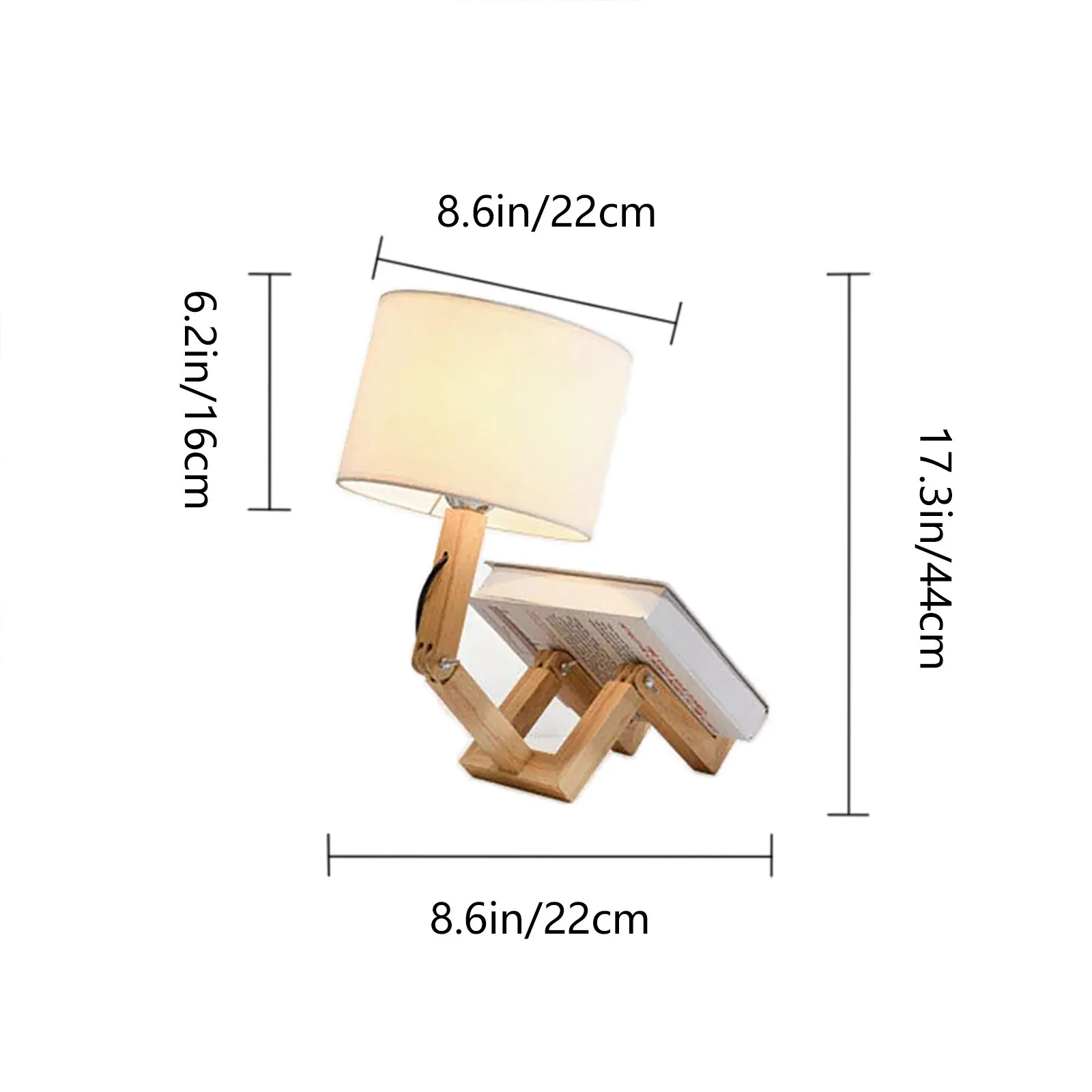 

Robotic Table Lamp Wooden Bedside Lamp With Bookcase And Adjustable Shade Lamparas Bedroom Decoration Lampe De Chevet