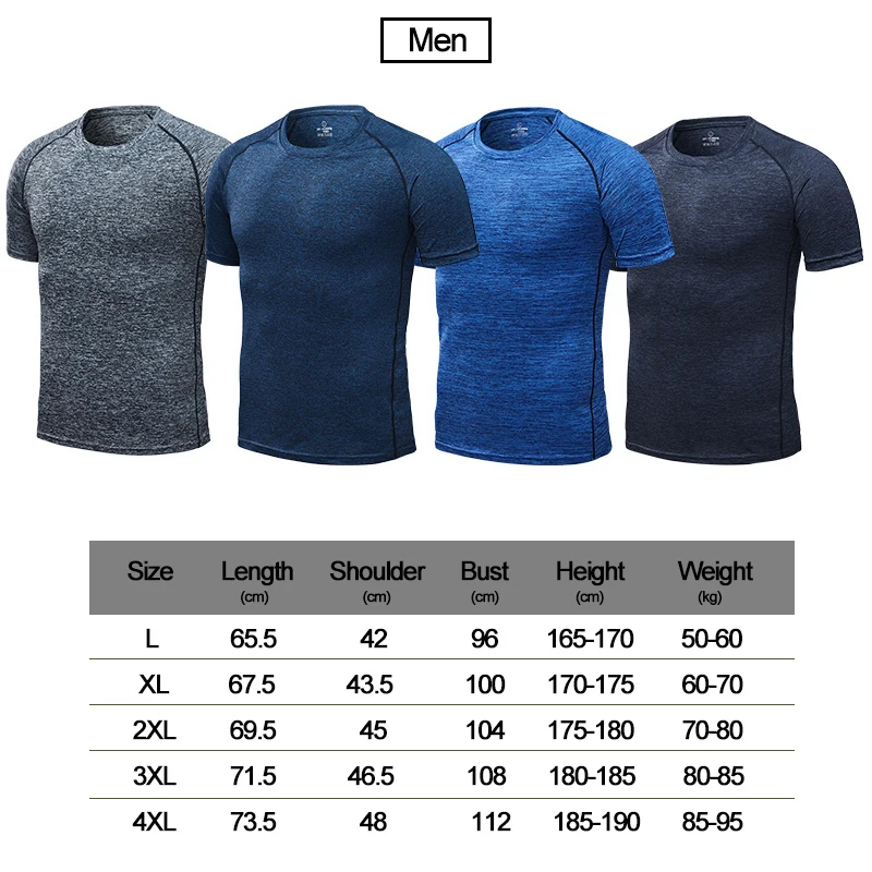 L-4XL мужские футболки для бега быстросохнущие спортивные тренировочная футболка