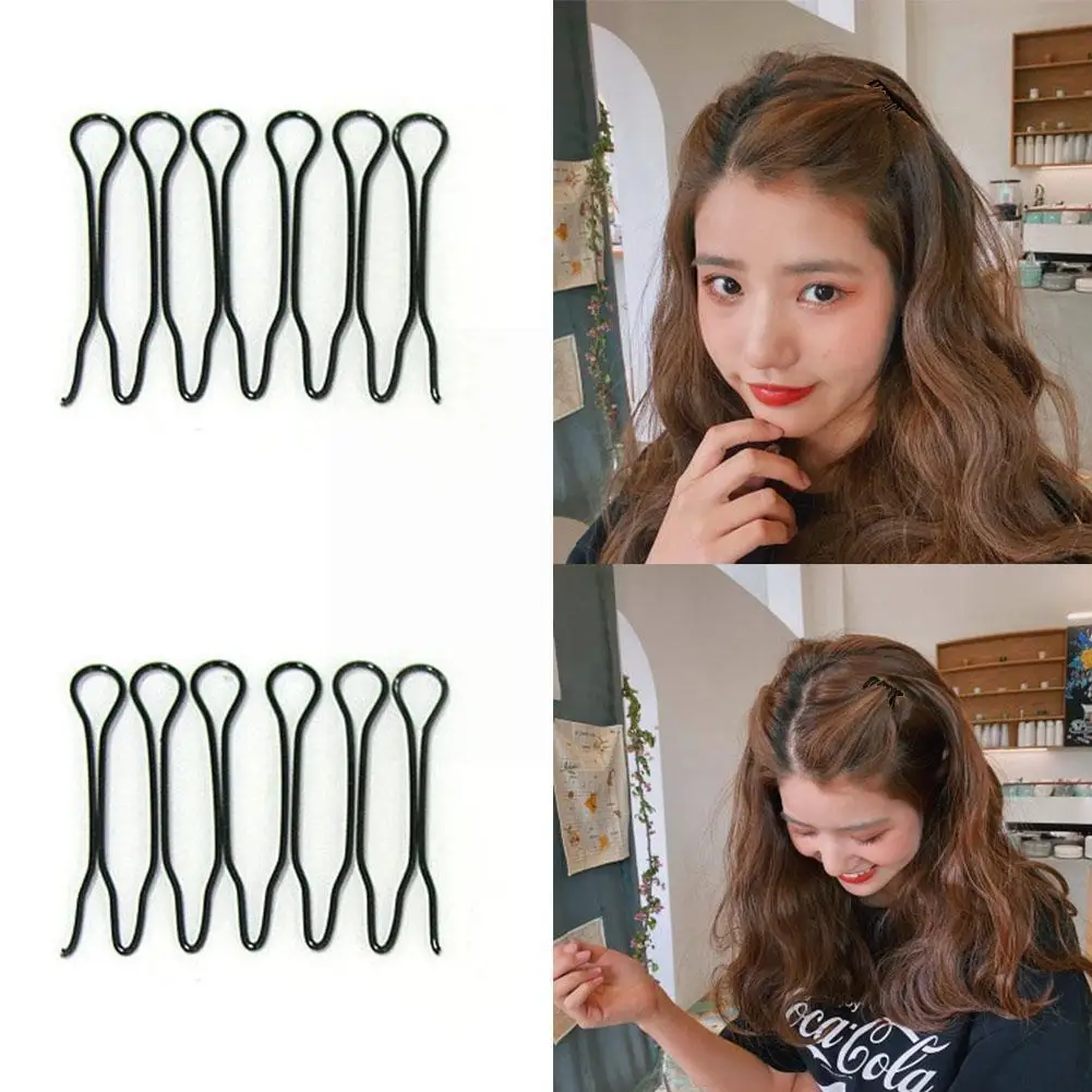 

1pcs Hair Waved U-shaped Bobby Pin Barrette Salon Grip Black Hair Comb Front Invisible Dropshiping Hairpins Clip Clips I6F1