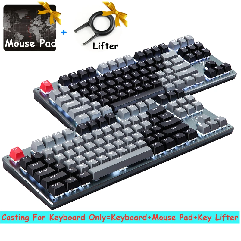 87 keys mechanical keyboard backlit wireless bluetooth compatible rechargeable gaming keyboard for laptop tablet rf912d free global shipping