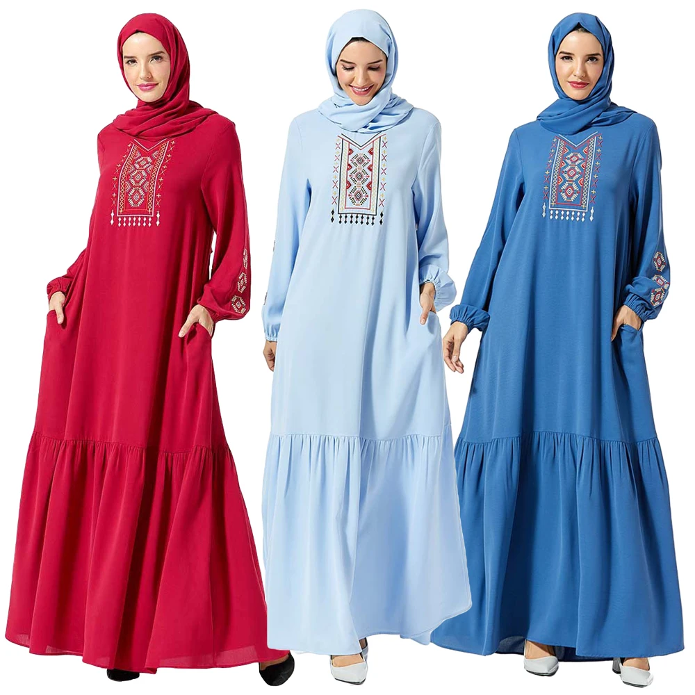 

Женское мусульманское платье макси из Дубая, мусульманское коктейльное платье с вышивкой, кафтан, винтажное этническое турецкое ДРАПИРОВА...