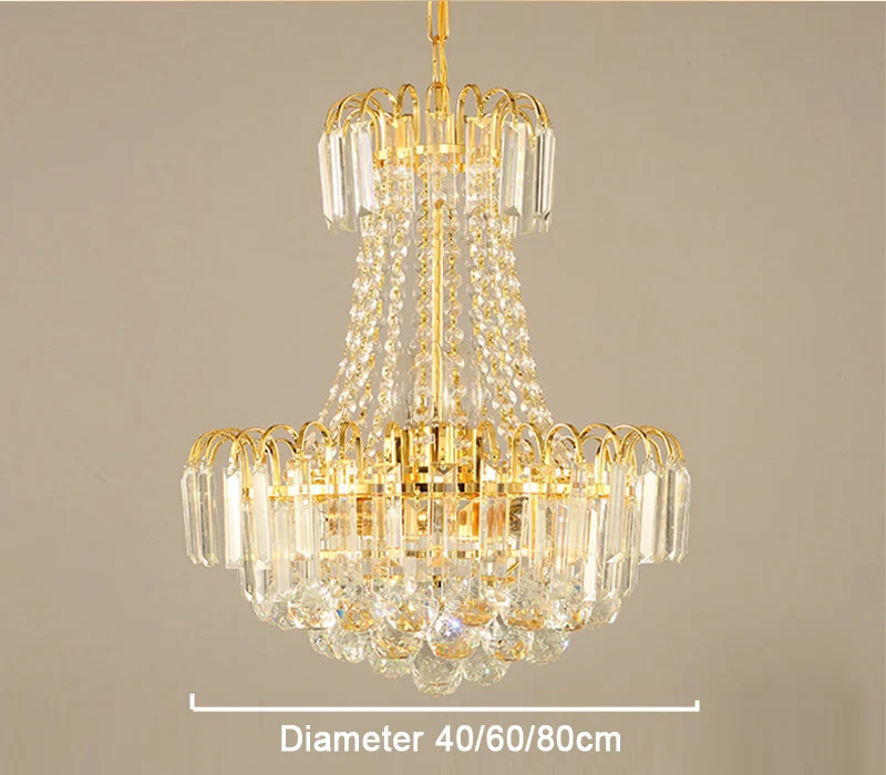 

Luxury Golden Crystal Chandelier Light Stair Light LED Flush Chandelier Lustres de Cristais Lustre cristal Diameter 40 60 80CM
