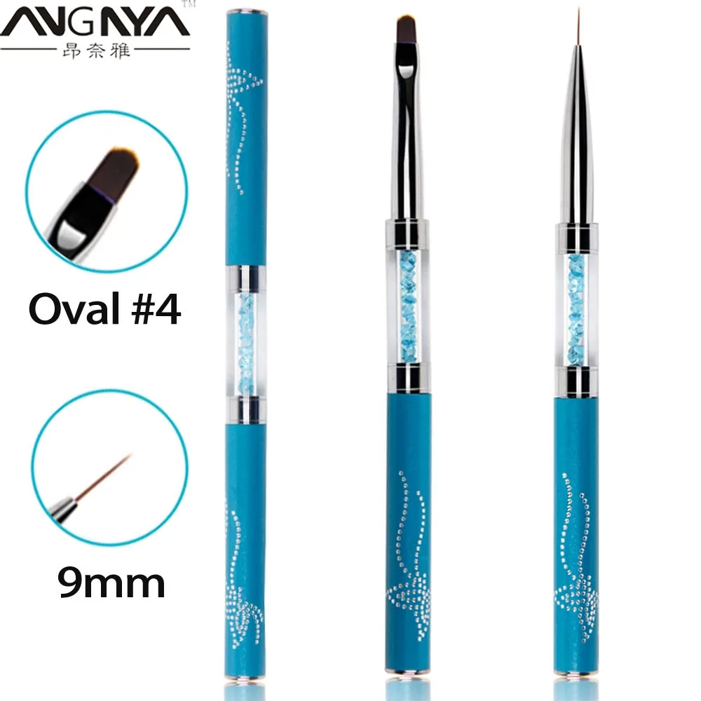 ANGNYA Овальный #4/11 мм с двумя головками украшением в виде кристаллов ручка для