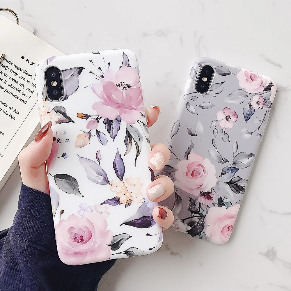 LOVECOM Ретро цветок лист стрейч держатель чехол для телефона для iPhone 11 Pro Max XR XS Max 7 8 6 Plus чехол мягкий IMD Телефон задняя крышка