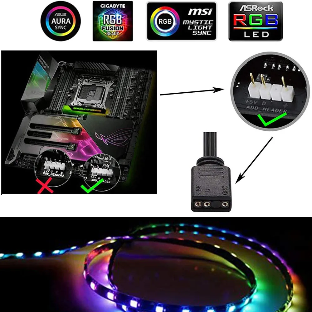 ARGB разветвитель разъема 5V 3 Pin 12V 4pin кабель-удлинитель для CP материнская плата