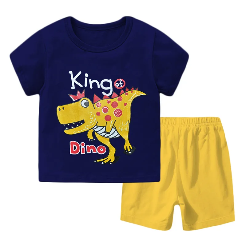 

ZWY1034 Kids Clothes Set Baby Boy Character Pattern Short Sleeve T-shirt Pant 2Pcs Casual Summer Clothes Set