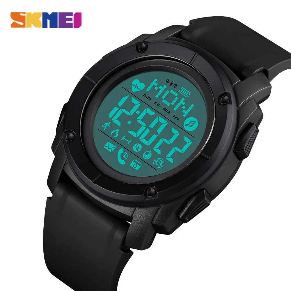 

SKMEI Mileage Charge Compass Wristwatch Mens Calorie Distance Pedometer Data Digital Sport Watches Clock relogio masculino 1577