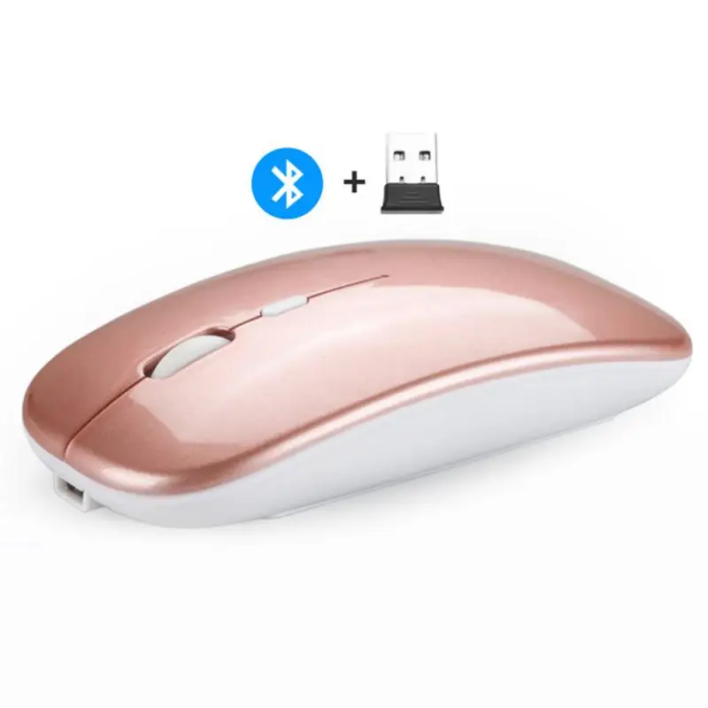 

Portable 2.4G Wireless Bluetooth Dual Mode Mouse Silent Rechargeable Opto-electronic Mouse With USB Charging Cable Receiver
