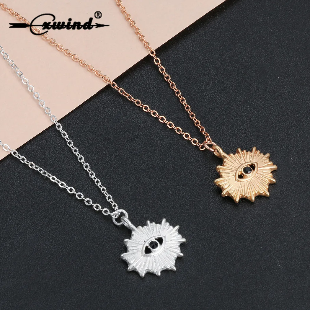 

Cxwind Punk Eye Pendant Necklace for Women Long Chain Black Eye Pendant Necklaces Trendy Crystal Charm Necklaces Jewelry