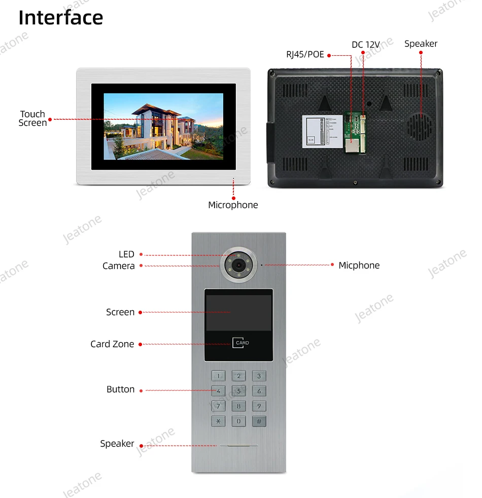 Видеодомофон Jeatone Tuya smart 7-дюймовый IP-монитор Wi-Fi дверной звонок для большого