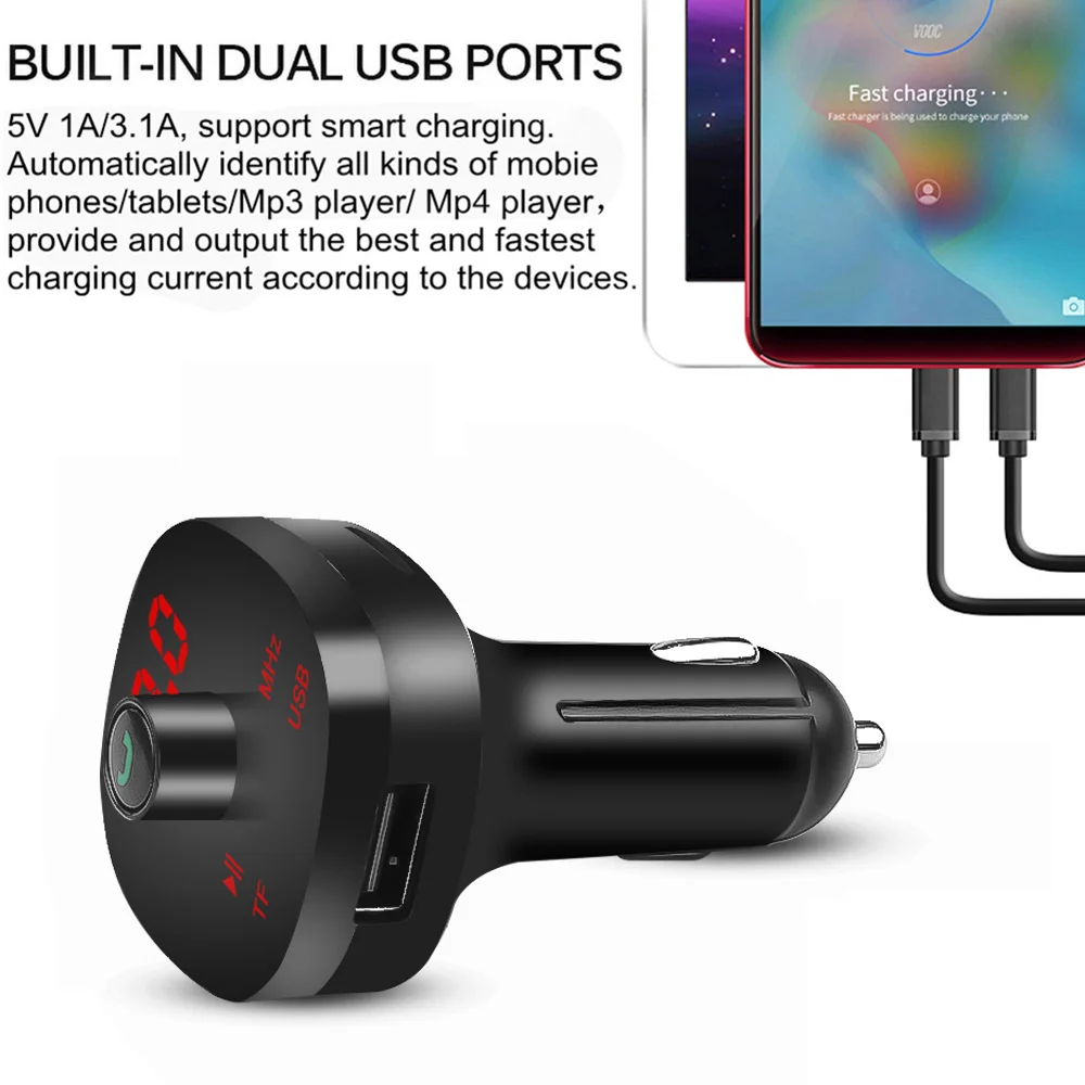 Комплект беспроводной связи Bluetooth для автомобиля 4 а USB AUX FM Handsfree Dual быстрая