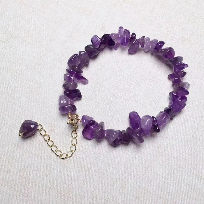

Irregular Natural Crystal Stone Beaded Gold Plated Charm Bracelets Handmade Fashion Energy Jewelry For Women Girl Party Club