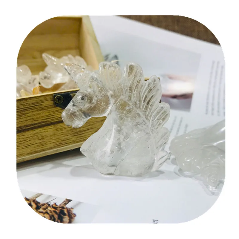 

White Clear Quartz Unicorn Hand Carved Crystals Healing Gemstones For Home Decoration