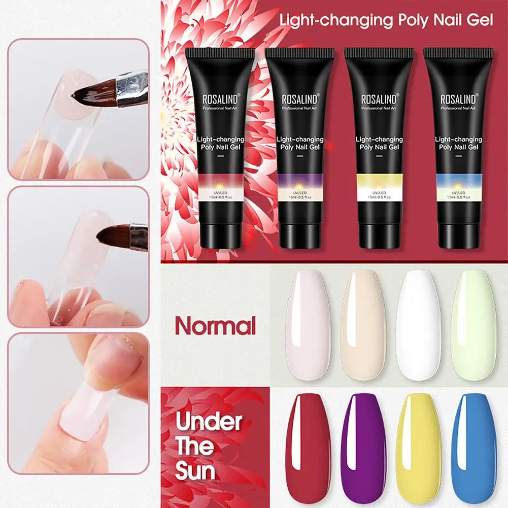 

4pcs 15ml Light-Changing Nail Gel Nail Thickening Solution Set Healthy Non-toxic Nail Polish Glue Nail Extension UV/LED Lamp