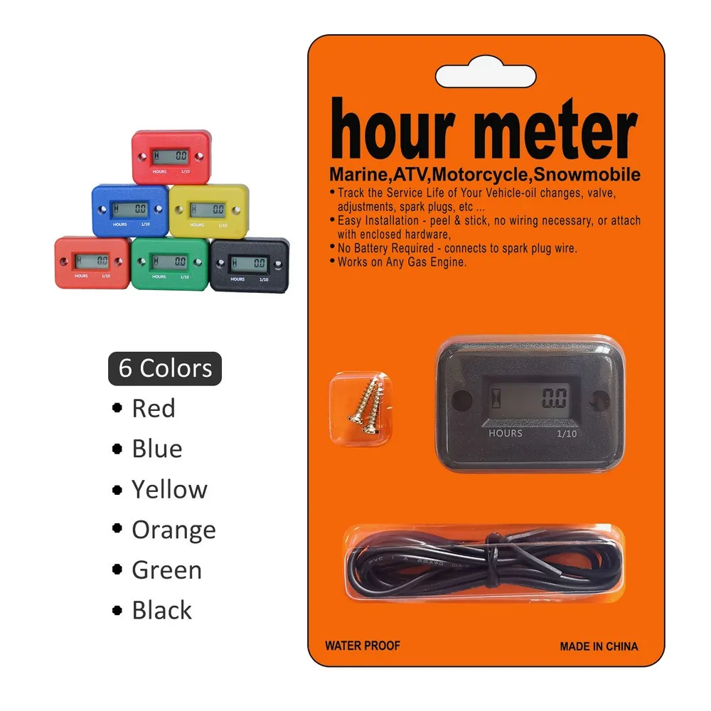 

Motorcycle Computer Hour Meter with Battery Timer with Inductive Protable Motorcycle LCD Digital Meter Jet Ski Timer Accumulator