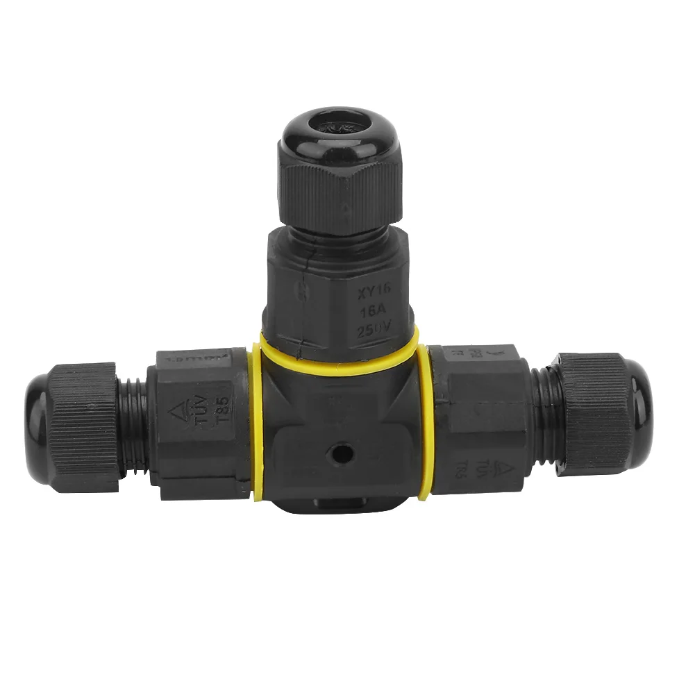 Водонепроницаемый Т образный Кабельный соединитель IP68 3 контактный