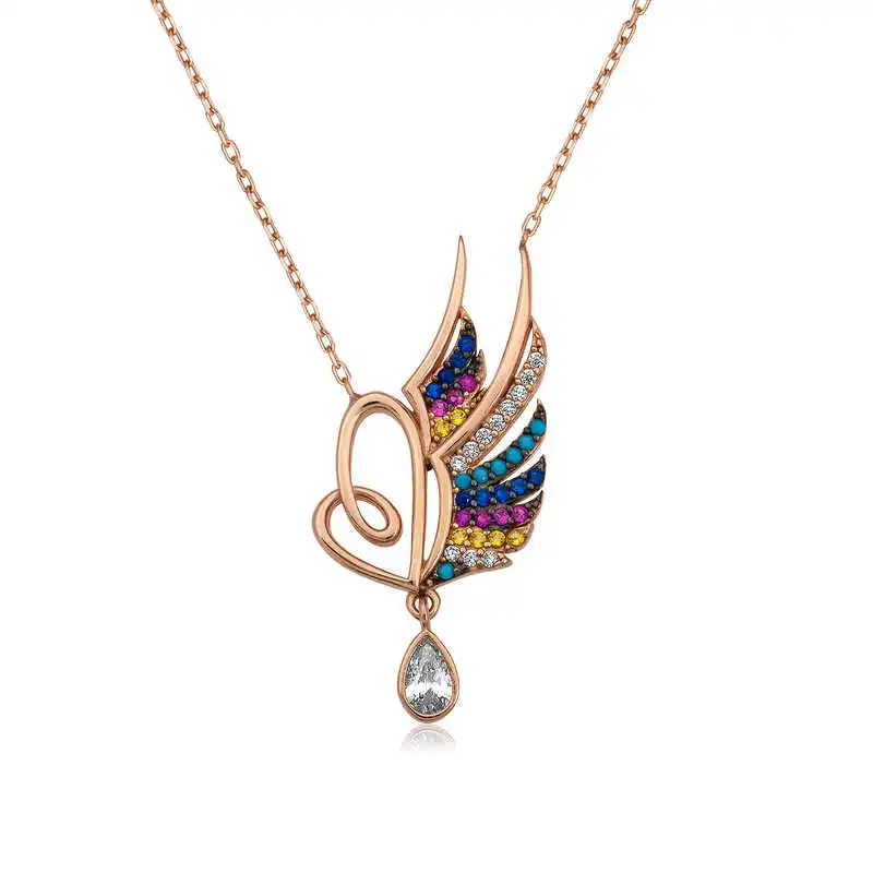 

Silverlina Silver Winged Heart Woman Necklace