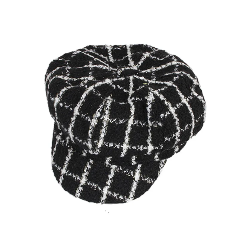 

2020 New Fashion Kids Girls Beanies Caps Plaid Print Octagonal Hats Causal Autumn Winter Hats Girls Gift 3-6Y