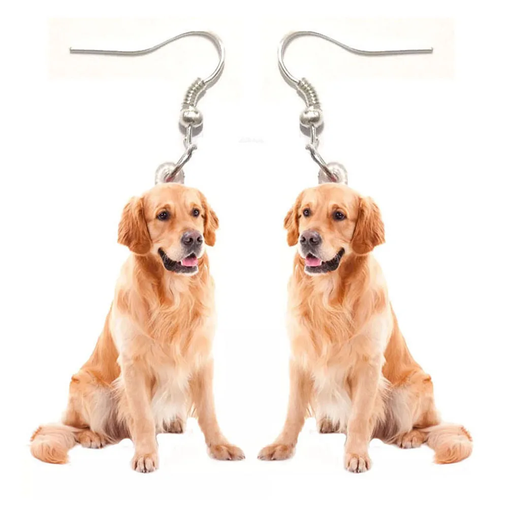 

1 Pair Golden retriever Acrylic Dog Earrings cute charms Earring Animal Jewelry Women Gift Girl Fashion Men Charm Accessories