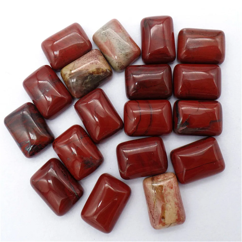 

100Pcs 14x10x5mm Wholesale Natural Deep Red Rainbow Jasper Oblong Cab Cabochon DIY Jewelry Accessories S155