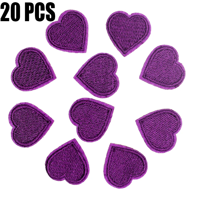 20PCS Purple DIY Аксессуары 20 шт Любовь красное и розовое сердце Железо на патч наклейки для одежды шитье на вышитые 2,6*2,4 см - Цвет: 20PCS Purple
