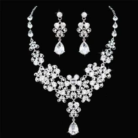3pcsset rhinestone butterfly necklace crown earring bridal wedding jewelry gift