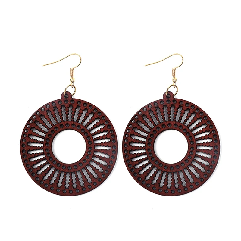 YULUCH красные черные круглые серьги с подвеской из натурального дерева женские