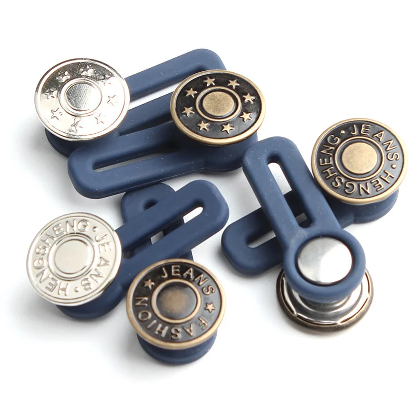 

5Pcs Adjustable Disassembly Retractable Jeans Waist Button Free Sewing Buttons Metal Extended Buckles Pant Waistband Expander