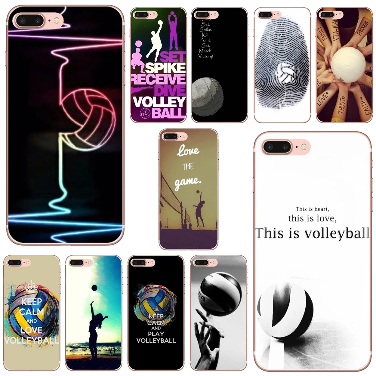 

Soft Cases Cover Girls Sports Peace Love Volleyball For iPhone 10 11 12 13 Mini Pro 4S 5S SE 5C 6 6S 7 8 X XR XS Plus Max 2020