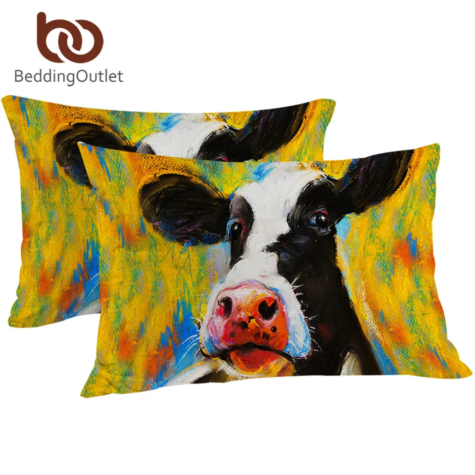 BeddingOutlet чехол для подушки с портретом молочной коровы пастельный рисунок