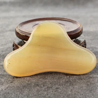 natural yellow horn scraping plate face neck beauty gua sha scraper massage relax tool remove wrinkle promote lympatic drainage