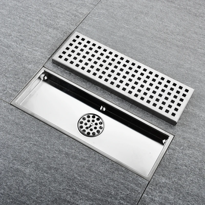 

Floor Drain Square Floor Waste Grates Bathroom Shower Drain Kitchen Toilet Anti-Odor Long Linear Drainage 304 Stainless Steel