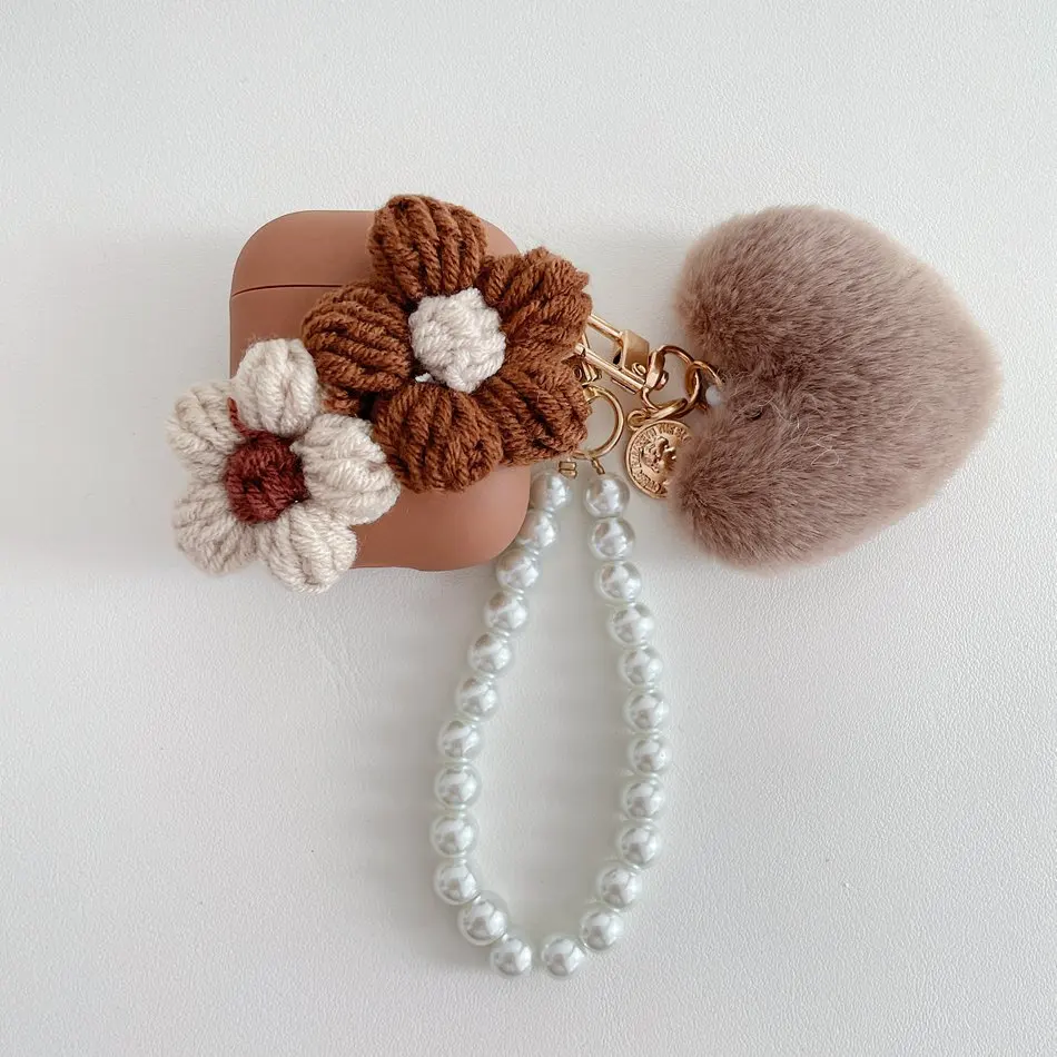 

For AirPods Pro Case Cute airpods 2 fashion flower Cover with keychain Anti-lost Earphone Protect Cover airpods soft shell case