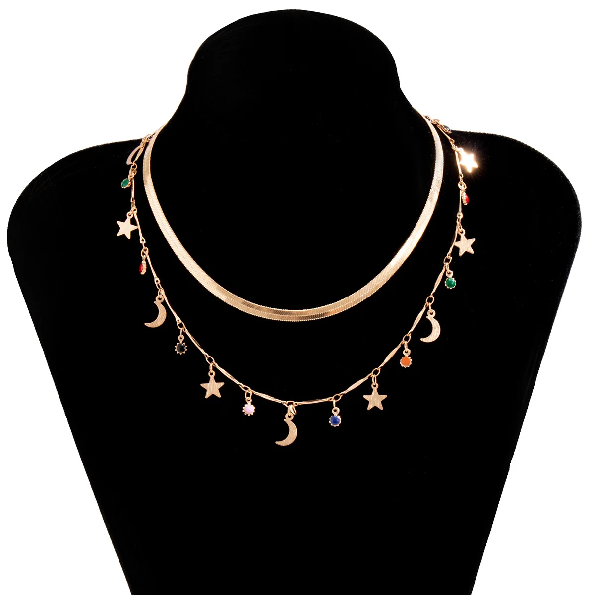 

YOUVI Bohemia Color Glaze Tassel Pedant Necklace for Women 2Pcs/Set Sexy Snake Clavicle Chain Necklace Choker Jewelry Charms