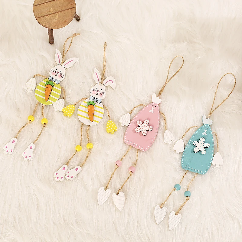 

Деревянные пасхальные поделки в виде кроликов, украшения для творчества, искусственные деревянные украшения, счастливая Пасха, украшения д...