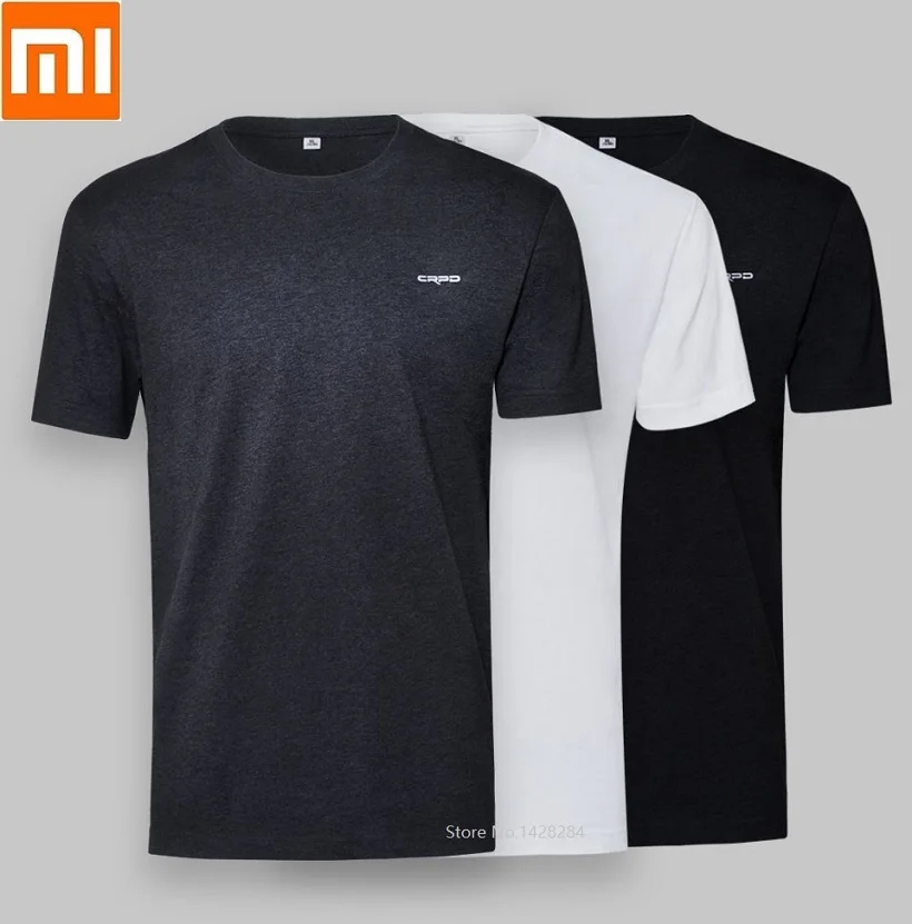 2 шт. Мужская хлопковая футболка с коротким рукавом и круглым