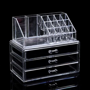 Ящик акриловый прозрачный для ювелирных изделий 2 шт., дисплей для хранения косметики, органайзер для помады, держатель для волос, счетчик для ванной комнаты