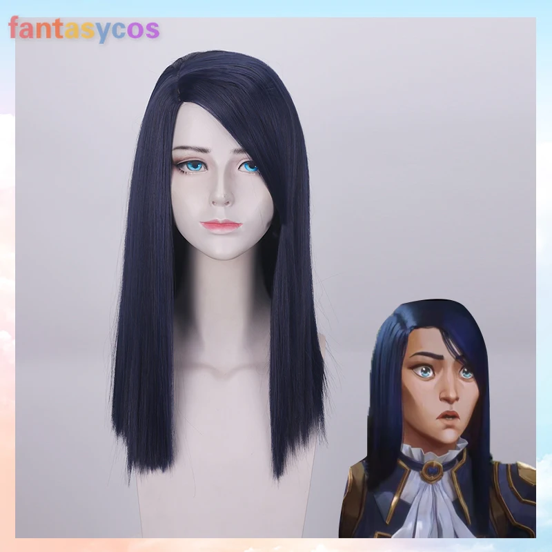 LOL Arcane Caitlyn Cosplay Wig The Sheriff of Piltover Dark Purple Straight Synthetic Hair Halloween Costume Party Role Play |
