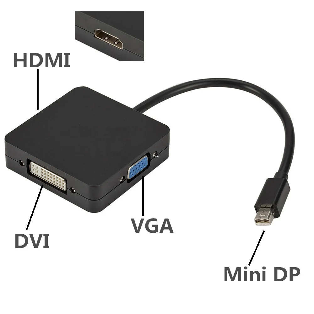 Высокая Разрешение 3 в 1 Мини Дисплей Порты и разъёмы к HDMI/DVI/VGA дисплей Кабель