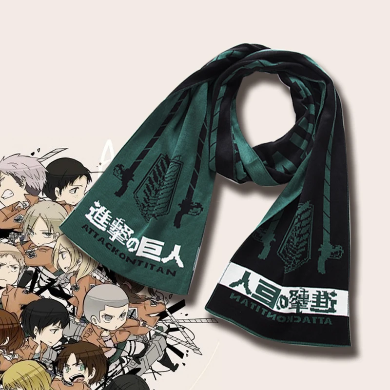 Шарф Монокума из аниме FFF Group атака на Титанов удлиненный толстый осенне зимний