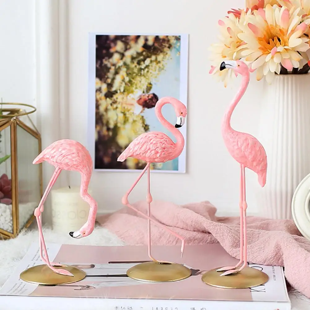 Розовый Kawaii Фламинго в форме милых животных декоративные украшения из смолы