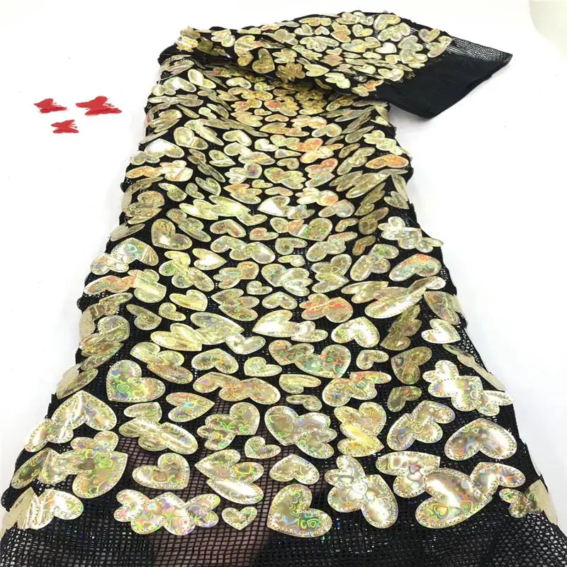 

African Cord Lace Fabric Embroidered Nigerian 3D Sequins Lace Fabric High Quality French Mesh Lace Fabric For Women dress