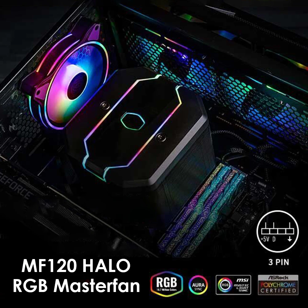 

Cooler Master MF120 HALO 12cm 4-Pin PWM 3 Cooling Fans Computer PC Case Chassis Gorgeous Lighting 3-Pin ARGB Radiator