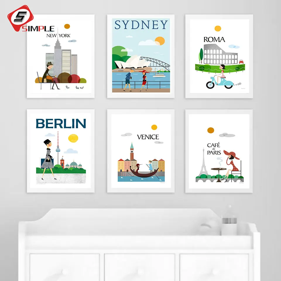 Hd Печать холст искусство живопись Нью-Йорк римская Венеция Сидней Париж