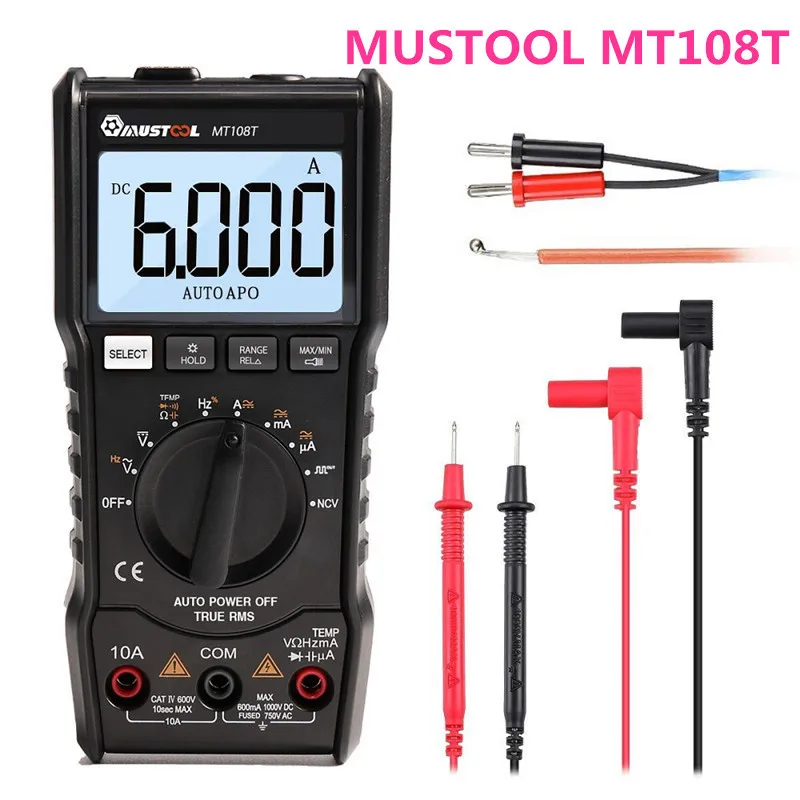 MT108T MUSTOOL MT8205 MT8206 MDS8207 MT108T MT110 2 в 1 цифровой Интеллектуальный Ручной осциллограф мультиметр AC/DC сопротивление - Цвет: MT108T